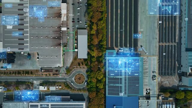 Industrial area and digital technology concept