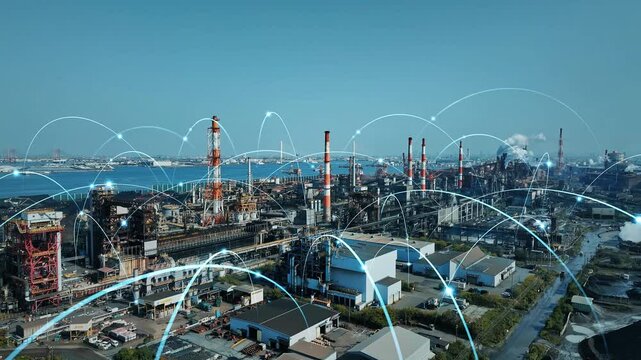 工業地帯と通信ネットワークのコンセプト