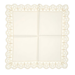 Exquisite antique napkin featuring intricate handmade lace border, showcasing timeless elegance and delicate craftsmanship
