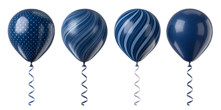 Navy blue and polka dot patterned balloons – deep tone latex party balloons with shiny finish, ideal for elegant or formal events