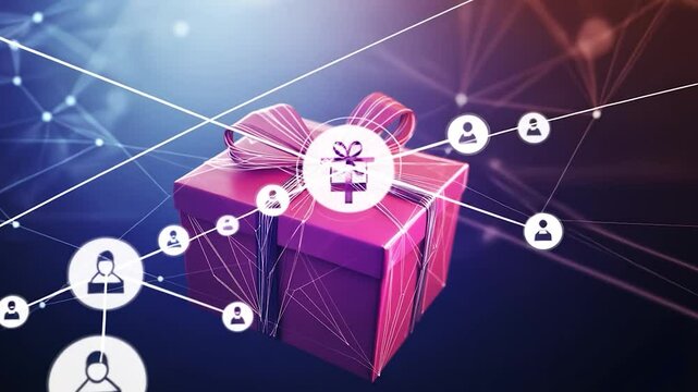 Networked gift box, symbolizing online gifting or rewards program