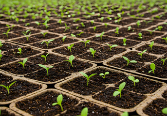 Seedlings growing in trays