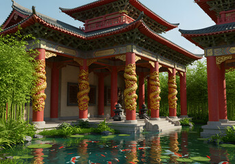 Serene chinese temple complex