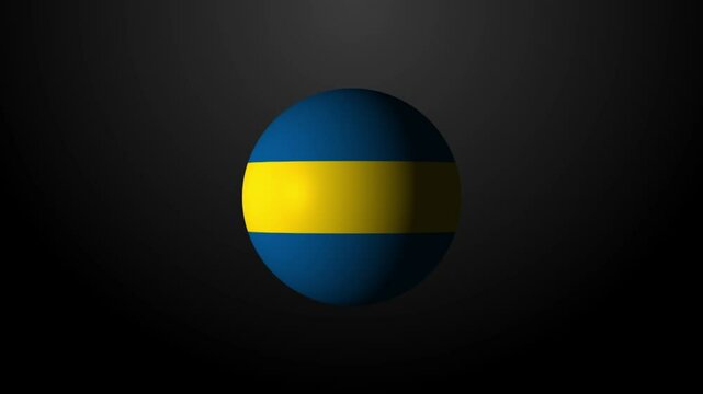 Animation of a rotating ball with a Swedish flag theme. Sweden flag in sphere shape

