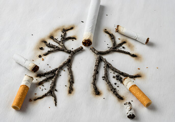 Smoking damage lung symbolic image