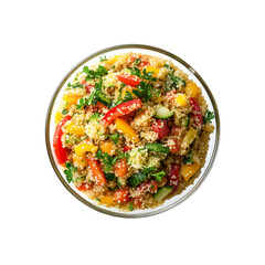 Vibrant Mediterranean Couscous Salad in Glass Bowl - Top View