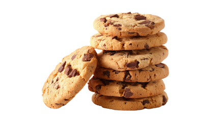 Delicious Chocolate Chip Cookies Stack, Sweet Treat, Bakery isolated on transparent background