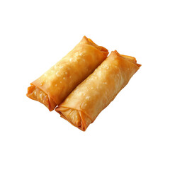 Two Crispy Golden Fried Spring Rolls Ready to Eat