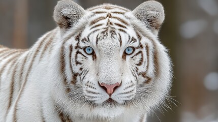 Obraz premium Majestic White Tiger Portrait Rare Big Cat Wildlife Photography Endangered Species