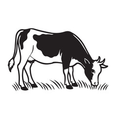 Fototapeta premium Silhouette Vector Illustration of Horse and Cow on Farm with Animals