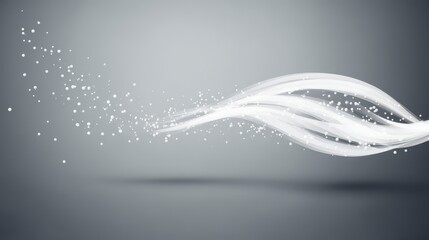 Fototapeta premium Abstract Flowing Lines Gray White Background Digital Particles Technology Concept