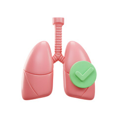 Innovative depiction of human lungs with a protective checkmark emphasizing health and wellness