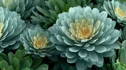 Serene Teal   Beige Flowers  Abstract Floral Wallpaper  Nature Inspired Art