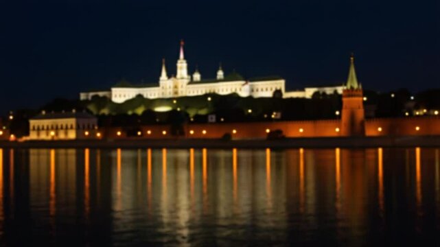 Moscow Kremlin at night Bokeh lights