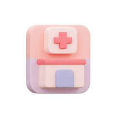 Fototapeta premium Minimalist Soft Pink and White Medical Facility Icon for Healthcare Applications