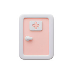 Fototapeta premium Minimalist medical emergency door icon with pastel pink and white design