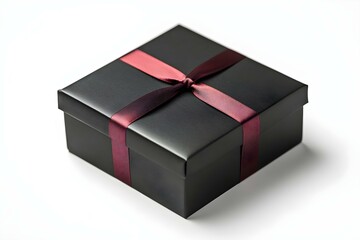 Black Square Box Closed on White Background for Elegant Presentation