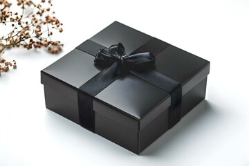 Black Square Box Closed on White Background for Elegant Presentation