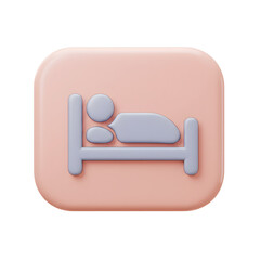 Minimalistic icon of a person resting on a bed in soft pastel tones for relaxation symbol