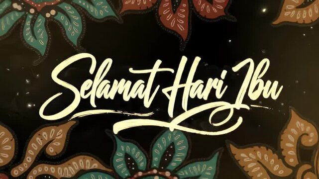 Selamat Hari Ibu Batik Floral Gold Script Animation