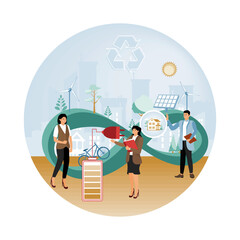 Green and sustainable environment with reusable energy source outline concept.