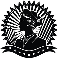 Patriotic Silhouettes Red White and Blue Themed Vector Design