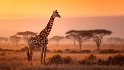 Obraz premium Giraffe savanna landscape wildlife Africa outdoor