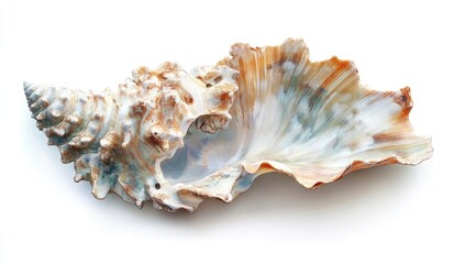 Detailed seashell on white background