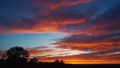 Silhouette trees on landscape against cloudy sky during sunset
1