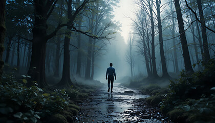 man walking in the woods walking in the forest walking in the woods beautiful view and seen beautiful background and wallpaper hd picture 