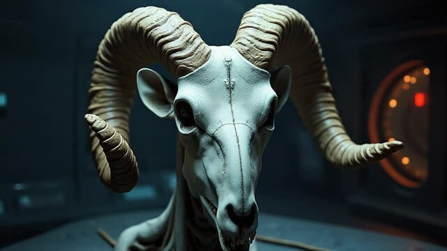 skull of dead ram in international space station