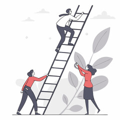 Teamwork collaboration business success ladder climbing people illustration © Md Kazi Rahman