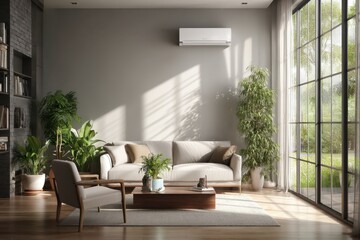 Fototapeta premium Living room interior with plants and sunlight