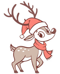 Little Cute Christmas Deer Vector