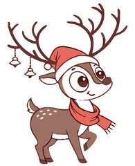 Little Cute Christmas Deer Vector