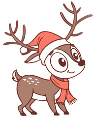 Little Cute Christmas Deer Vector