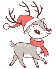 Little Cute Christmas Deer Vector