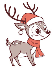 Little Cute Christmas Deer Vector