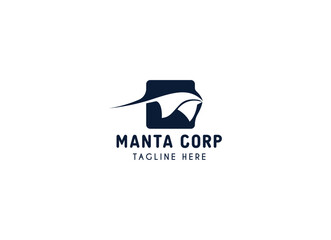 Simple and minimalist stingray fish logo design. Manta logo design vector illustration. 