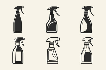 cleaning spray silhouette, bottle outline icon, household cleaner vector
