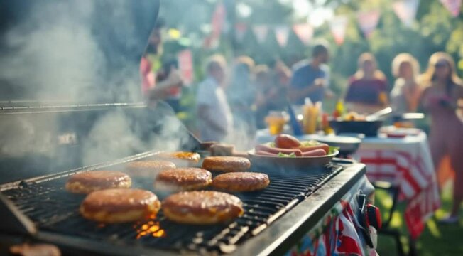 Backyard bbq summer grill burgers friends fun