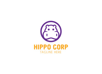 Obraz premium hippo logo design vector silhouette illustration. Simple and minimalist hippo logo design