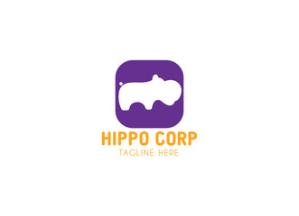 hippo logo design vector silhouette illustration. Simple and minimalist hippo logo design