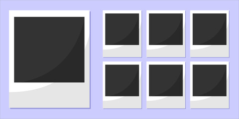 Empty white photo frame, set polaroid realistic mockup, vector EPS file