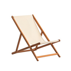 Minimalist Wooden Beach Chair with a Sleek Fold Away Isolated on Transparent Background