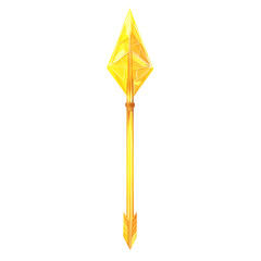 Futuristic Arrow with Striking Facets in Electric Yellow Isolated on Transparent Background