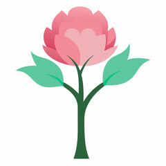 Fototapeta premium Vector watercolor blooming flower, tree, or forest side view isolated on white background for landscape and architecture drawing, elements for environment and garden, botanical for section in spring 