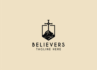 Jesus Christ Cross Christian Church Community logo design inspiration