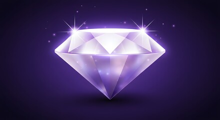 Diamond Gemstone, Purple, Light, Glowing