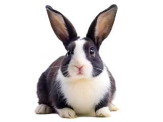 black and white rabbit isolated on white background